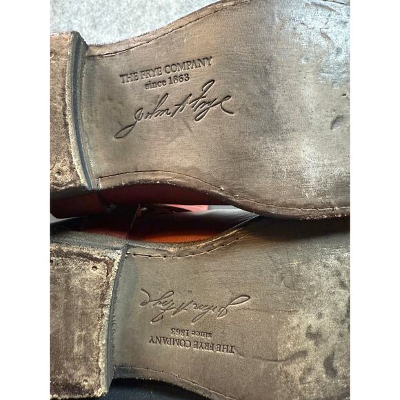 FRYE Red Distressed Sz 8.5 Phillip Harness Tall Leather Boots Western Riding Zip - Picture 7 of 9